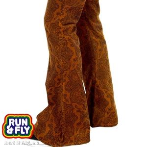 Hendrix Tan Paisley Corduroy Bell Bottoms